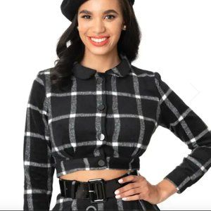 NWT Black & White Plaid Tatyana/Tailor&Twirl Belmont Cropped Jacket Plus Size 1X